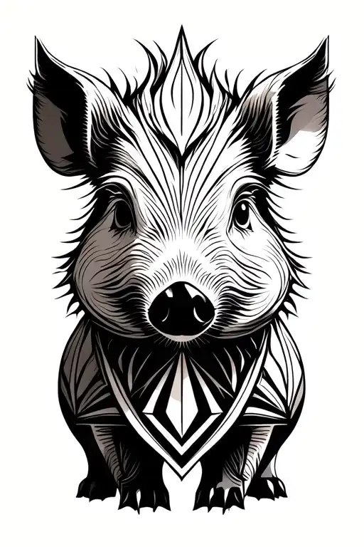 Wildboar piglet tattoo design idea
