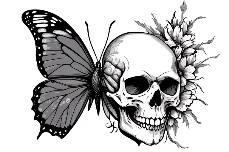skull and butterfly for throate tattoo tattoo design idea