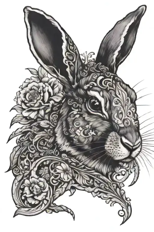black rabbit tattoo design idea