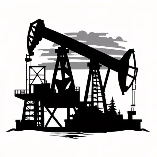 oil drilling rig with alaskan sunset tattoo design idea
