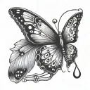 safety pin semicolon butterfly tattoo design idea