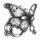 safety pin semicolon butterfly tattoo design idea