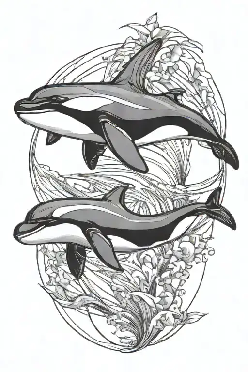 orca whale single line drawing tattoo design idea