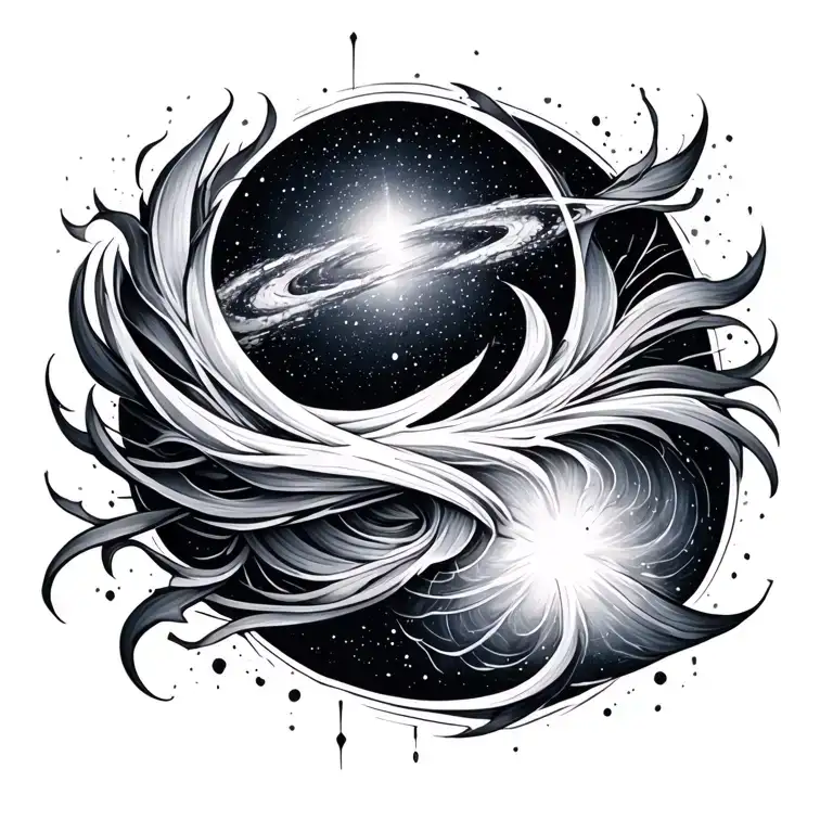 less dark linear galaxy tattoo on back tattoo design idea