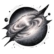 less dark linear galaxy tattoo on back tattoo design idea