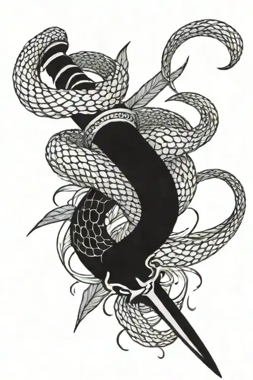 Sword and Snake wrapped tattoo design idea