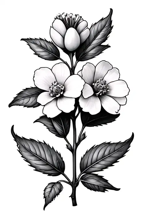 protection, luck, gratefulness, positive energy, hawthorn flower, sweat pea flower tattoo design idea