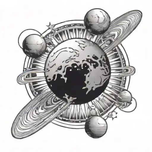 planet Pluto and number 19 tattoo design idea