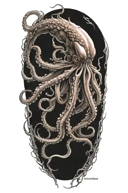 giant squid tattoo design idea