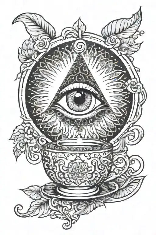 ceder tree wave arabian coffee glass cup sun evil eye pinky promise generate them in a small tattoo the cup be arabian tattoo design idea