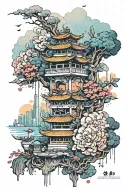 HONG KONG  LINE PRINT WITH WATERCOLOUR   tattoo design idea