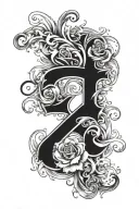 Lettter Z surrounded by Shawn, Calli, Tristan, Chase  tattoo design idea