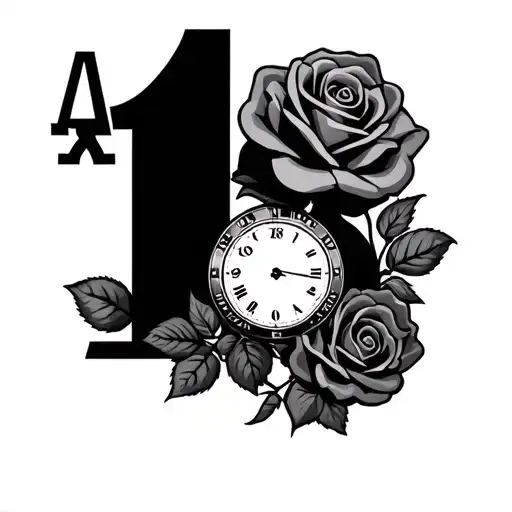 roses, az poker, number 18, rugby ball, clock tattoo design idea