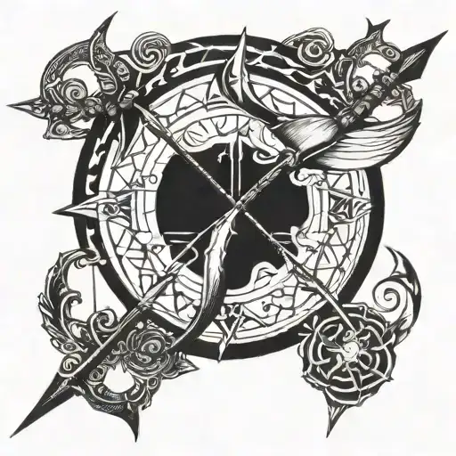 bow & arrow going tattoo design idea