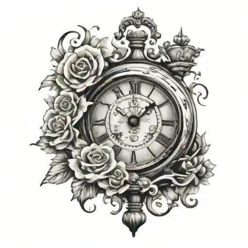 old clock fading away tattoo design idea