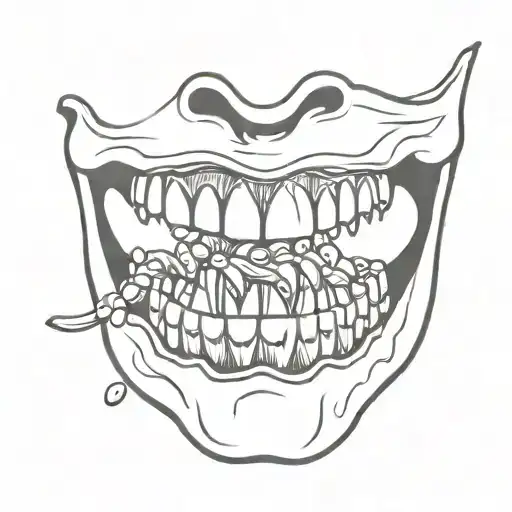 a human jaw with candy corn teeth.. tattoo design idea