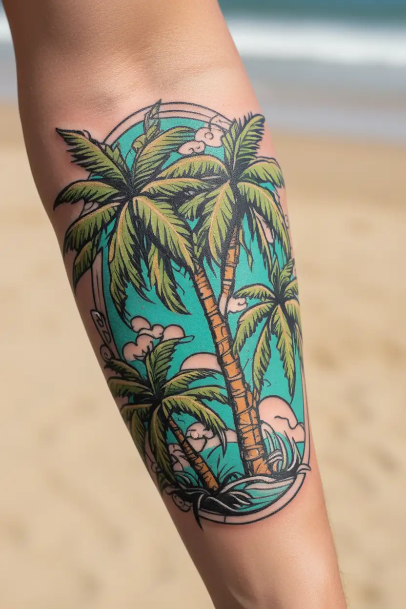 palm-tree tattoo design idea