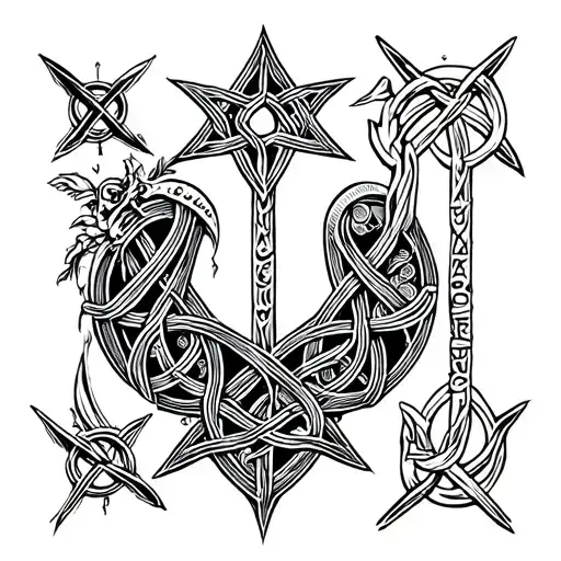 Celtic runes engraved tattoo design idea
