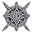 Celtic runes engraved tattoo design idea