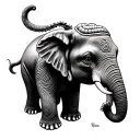 buddha elephant baby memorial footprints leading towards tattoo design idea