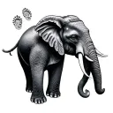 buddha elephant baby memorial footprints leading towards tattoo design idea