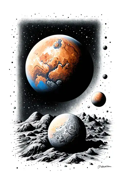 Planet Mars tattoo design idea