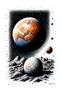 Planet Mars tattoo design idea