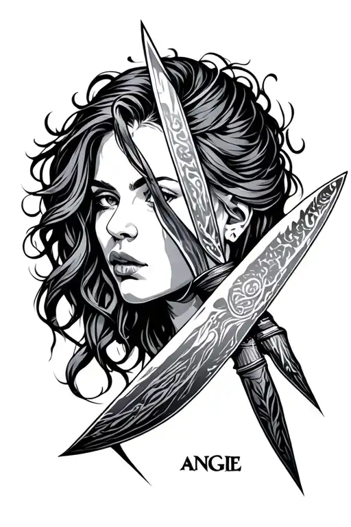 "Angie" nordic knife stabbing tattoo design idea