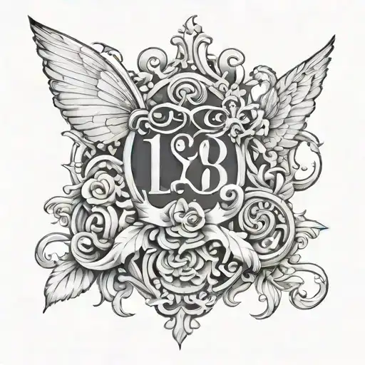 Combination of initials, letters and numbers 13 16 Liz Viviana Otavo David Romero tattoo design idea