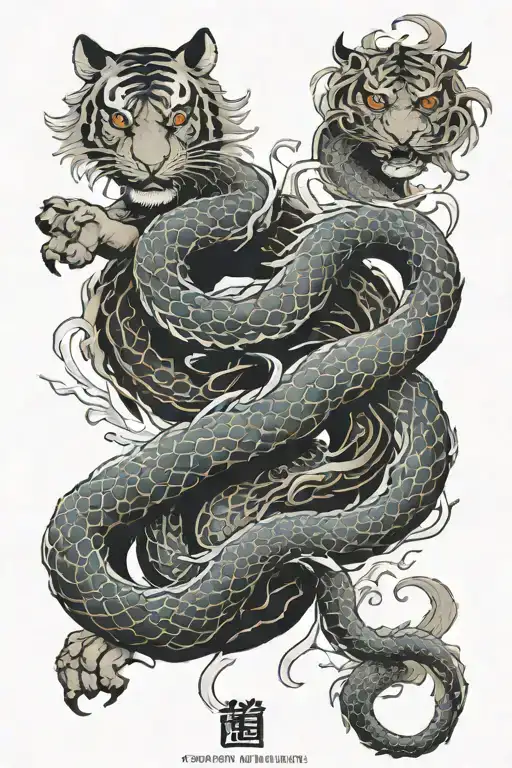 tiger and a dragon yin yang design tattoo design idea