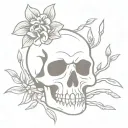 skull and crossbones, but use a cat's skull in place of human skull, and bluebonnet stalks in place of crossed bones tattoo design idea