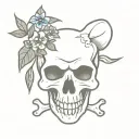 skull and crossbones, but use a cat's skull in place of human skull, and bluebonnet stalks in place of crossed bones tattoo design idea