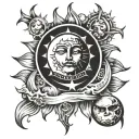 light, brightness, sun and moon, loss tattoo design idea