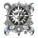 light, brightness, sun and moon, loss tattoo design idea