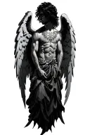 Male Fallen angel with wings tattoo design idea