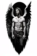 Male Fallen angel with wings tattoo design idea