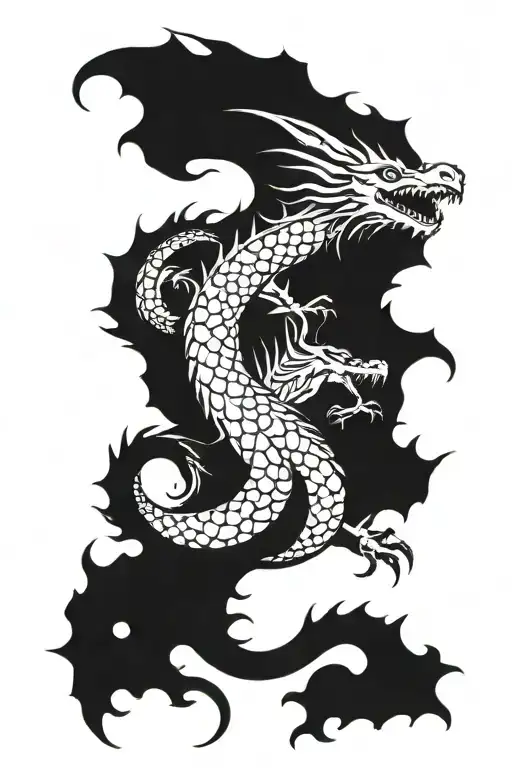 Sleeping dragon from above tattoo design idea