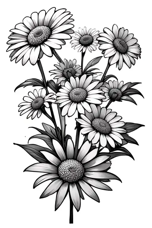 do random  morning daisy flowers tattoo design idea
