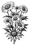do random  morning daisy flowers tattoo design idea
