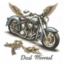 dad memorial  guns, motorcycles, hot rods and damily tattoo design idea