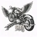 dad memorial  guns, motorcycles, hot rods and damily tattoo design idea