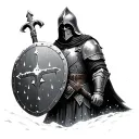 crusade soldier holding shield with snow drop on it tattoo design idea