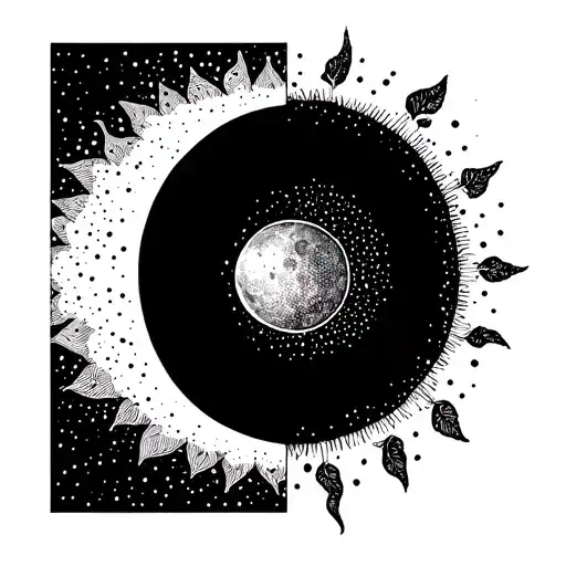 matching sun and moon tattoo design idea