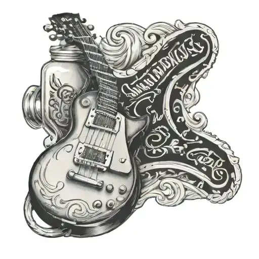 Les paul guitar in a bottle of Jack Daniel's tattoo design idea