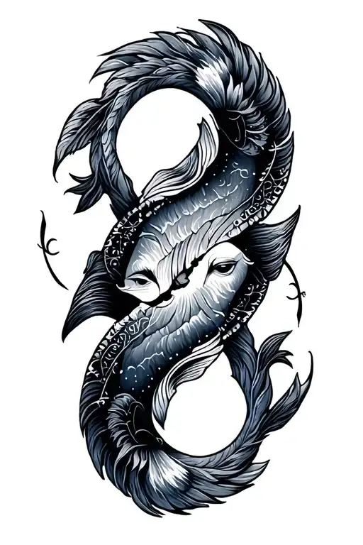 Sagittarius and Pisces zodiac sign tattoo design idea