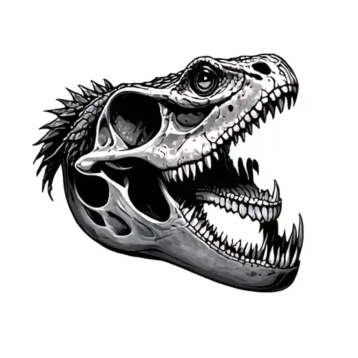 lizard on dinosaur skull tattoo design idea