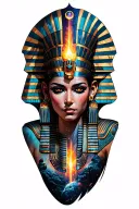 Galaxy Landscape With Technology Tattoo with A Fusion Of Egyptian  gods tattoo design idea