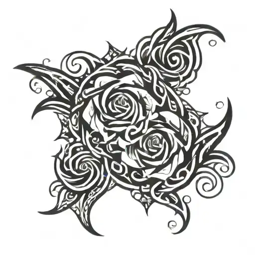 fire and rose intertwined tattoo design idea