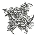 fire and rose intertwined tattoo design idea