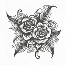 fire and rose intertwined tattoo design idea